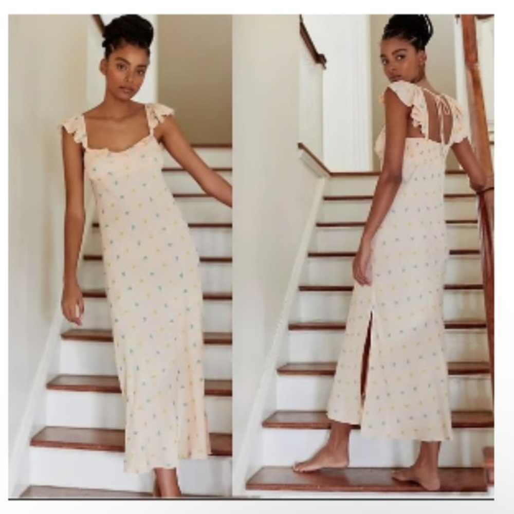 Anthropologie Cream Maxi Dress with Delicate Details